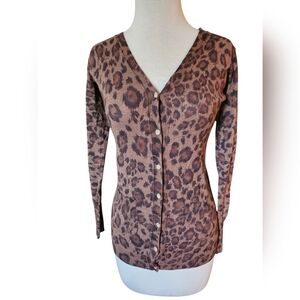 Rebecca Taylor Silk Cashmere leopard cardigan